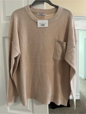 Staccato Beige Crewneck Pocket Sweater
